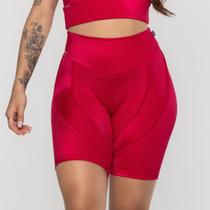 Bermuda Fitness Feminina Recortes Poliamida Brilho Acetinado