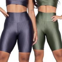 Bermuda Fitness New Zig 3D Vekyo Kit Com Duas Cores Poliamida Cós Alto Academia Treino Muscuação