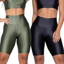 Bermuda Fitness New Zig 3D WLS Modas Kit Com Duas Cores Poliamida Cós Alto Academia Treino