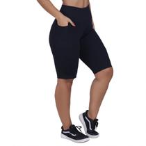 Bermuda Fitness Suplex Poliamida Comprida Compressão Bolsos Bermuda Fitness Suplex Poliamida Comprida Compressão Bolsos