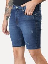 Bermuda Guess Jeans Masculina Inter Refile Azul Médio Bermuda Guess Jeans Masculina Inter Refile Azul Médio