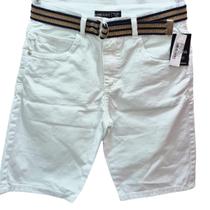 Bermuda Infantil Branca Com Cinto - Mania Kids