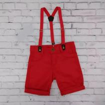 Bermuda Infantil Brim Com Suspensório e Regulador