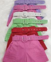 Bermuda infantil feminina com cinto