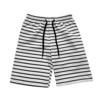 Bermuda Infantil Masculina Listrada Preta e Branca 4 Anos- Basic + Bermuda Infantil Masculina Listrada Preta e Branca 4 Anos- Basic +