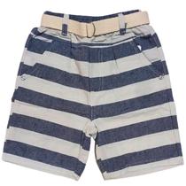 Bermuda infantil masculina menino de linho esporte fino social com cinto e bolso faca - listras marinho Bermuda infantil masculina menino de linho esporte fino social com cinto e bolso faca - listras marinho