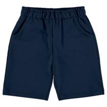 Bermuda Infantil Masculina Moletinho Juvenil Moletom Kids Liso Azul Algodão Confortável - Malwee