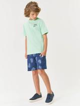 Bermuda Infantil Menino Folhas Azul Jeans Escuro Divertto