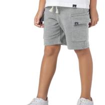 Bermuda Infantil Menino Moletinho Cargo Cinza Moletom Macio