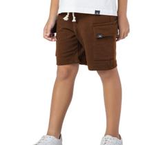 Bermuda Infantil Menino Moletinho Cargo Lisa Verão Marrom