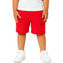 Bermuda Infantil Menino Moletinho com Bolsos Cargo Vermelha Bermuda Infantil Menino Moletinho com Bolsos Cargo Vermelha