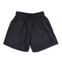 Bermuda Infantil Menino Ogochi em Tactel Folhas Preto/Azul