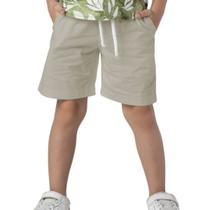Bermuda Infantil Menino Sarja Bege Basic Casual Elástico