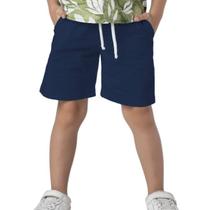 Bermuda Infantil Menino Sarja Marinho Basic Casual Elástico