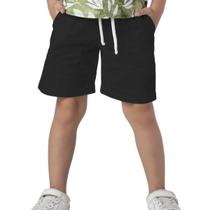 Bermuda Infantil Menino Sarja Preto Basic Casual Elástico Bermuda Infantil Menino Sarja Preto Basic Casual Elástico