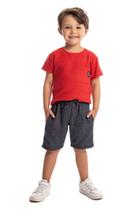 Bermuda Infantil Moletinho Jeans Com Bolsos Laterais Menino Bermuda Infantil Moletinho Jeans Com Bolsos Laterais Menino