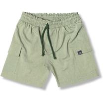 Bermuda Infantil Sarja Leve Verde Elástico e Bolso Cargo Vrasalon Bermuda Infantil Sarja Leve Verde Elástico e Bolso Cargo Vrasalon