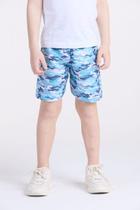 Bermuda Infantil Tactel Camuflado Azul