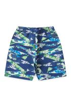 Bermuda Infantil Tactel Folhagens Marinho Bermuda Infantil Tactel Folhagens Marinho