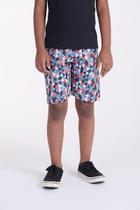 Bermuda Infantil Tactel Geométrico Vermelho
