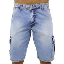 Bermuda Jeans 100%Algodão Lisa Premium Masculina Modelo Cargo - EKCESS