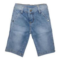 Bermuda jeans azul claro delave com elastano infanto juvenil skl