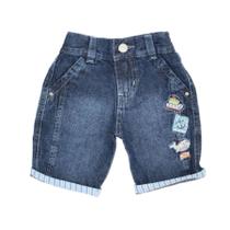 Bermuda jeans bordada