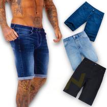 Bermuda Jeans Casual Masculina Elastano Slim 411
