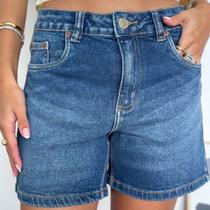 Bermuda Jeans Cintura Alta Meia Coxa Feminina Revanche Tubúrnica
