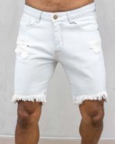 Bermuda jeans claro em delave com barra aberta - creed