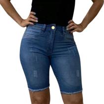 Bermuda Jeans Claro Feminina Modelo Ciclista Até o Joelho