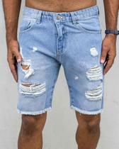 Bermuda jeans claro rasgada barra aberta - creed