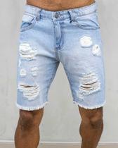 Bermuda jeans claro rasgado com barra aberta - creed