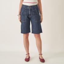 Bermuda Jeans com Bolso Utilitário e Barra a Fio