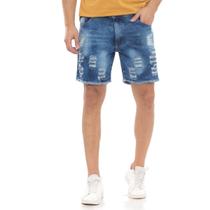 Bermuda Jeans Curt Rasgada Masculina Casual