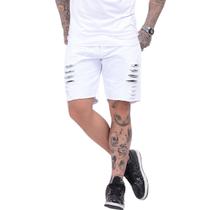 Bermuda Jeans Curta Sthill Rasgada Masculina Branca