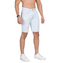 Bermuda Jeans Destroyed Clara Rasgada Masculina com Elastano - Memorize Jeans