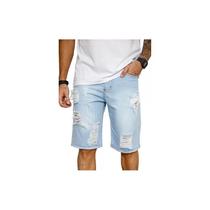 Bermuda Jeans Destroyed Rasgada Masculino Adulto Ref. 001