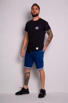 Bermuda Jeans Escuro Masculino com a Barra Dobrada Tamanho 40