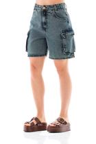 Bermuda Jeans Feminina Arauto Mom Cargo Brown Bermuda Jeans Feminina Arauto Mom Cargo Brown