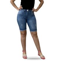 Bermuda Jeans Feminina Azul Meia Coxa - Modelagem Cicilista