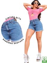 Bermuda Jeans Feminina Barra Desfiada Soltinho 100% Algodão - LD Jeans