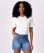 Bermuda Jeans Feminina Cinto Bolsos-04047