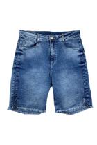 Bermuda Jeans Feminina com Bolso Pedal e Fenda Lateral em Algodão - Manifesto