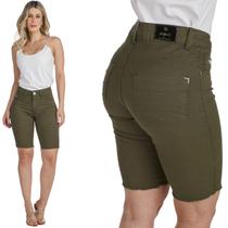 Bermuda Jeans Feminina HNO Ciclista Verde Musgo Bermuda Jeans Feminina HNO Ciclista Verde Musgo