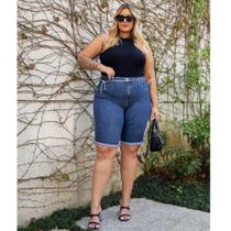 Bermuda Jeans Feminina Plus Size, Ciclista, Elastano, Tam 50