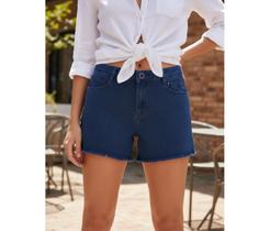 Bermuda Jeans Feminina-shorts Azul Escuro Blue 3 Denim 2713 Bermuda Jeans Feminina-shorts Azul Escuro Blue 3 Denim 2713