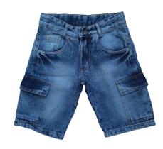 Bermuda Jeans Infantil Juvenil Masculina Com Bolsos Laterais CARGO (5055) - review jeans