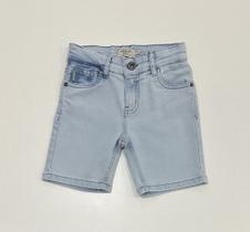Bermuda Jeans Infantil King&Joe Azul Claro Lavagem Moderna Bolsos Confortável Resistente Moda Kids Casual