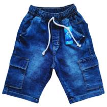 bermuda jeans infantil masculina com elastano.